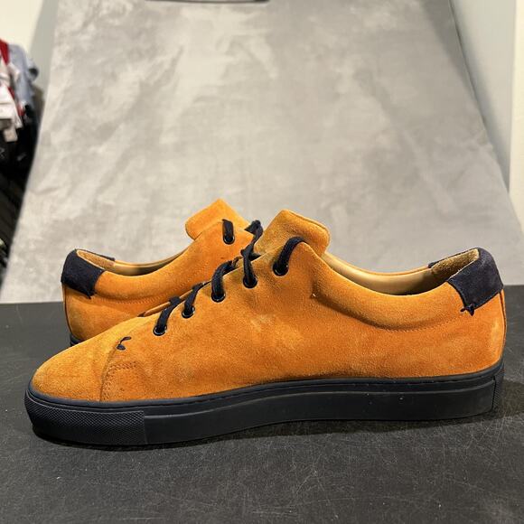 AZZUL Shoes Mens Size 13 Orange Suede Black Handmade Portugal Casual Low Top